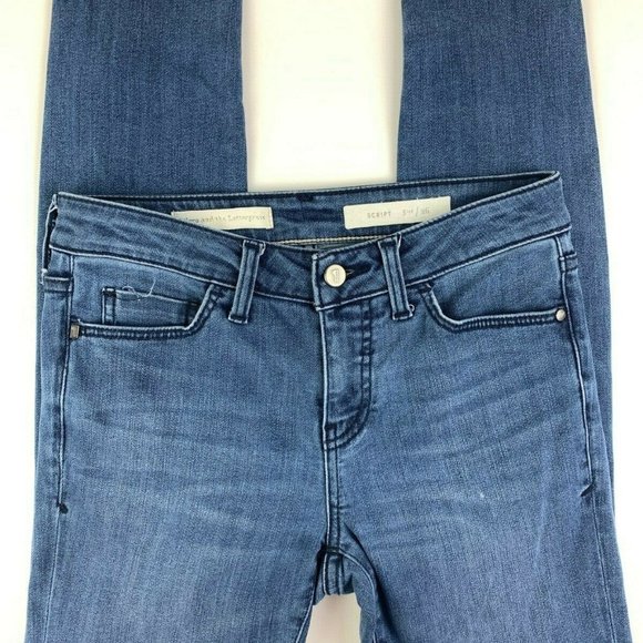 Pilcro and the Letterpress Skinny Script Jeans Womens Size 26 Med Wash Raw Hem - Picture 4 of 12